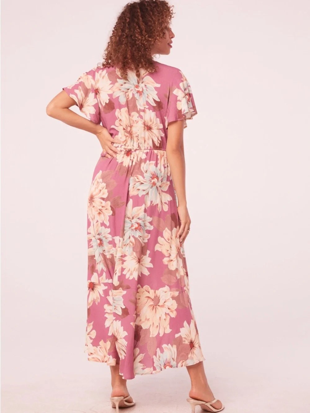 Blossom Wrap Maxi Dress in Dusty Rose - Picture 4 of 8